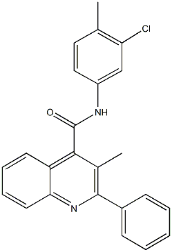 N-(3-chloro-4-methylphenyl)-3-methyl-2-phenyl-4-quinolinecarboxamide 结构式