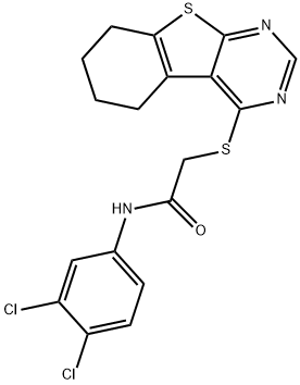 N-(3,4-dichlorophenyl)-2-(5,6,7,8-tetrahydro[1]benzothieno[2,3-d]pyrimidin-4-ylsulfanyl)acetamide 结构式