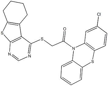 2-chloro-10-[(5,6,7,8-tetrahydro[1]benzothieno[2,3-d]pyrimidin-4-ylsulfanyl)acetyl]-10H-phenothiazine Structure