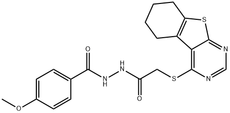 N'-(4-methoxybenzoyl)-2-(5,6,7,8-tetrahydro[1]benzothieno[2,3-d]pyrimidin-4-ylsulfanyl)acetohydrazide Struktur