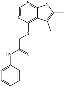 2-[(5,6-dimethylthieno[2,3-d]pyrimidin-4-yl)sulfanyl]-N-phenylacetamide 化学構造式