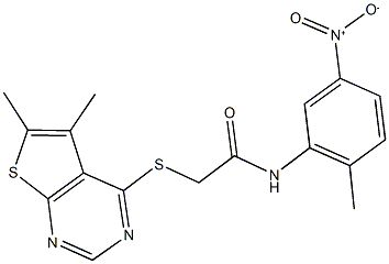 2-[(5,6-dimethylthieno[2,3-d]pyrimidin-4-yl)sulfanyl]-N-{5-nitro-2-methylphenyl}acetamide Structure