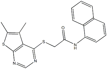 2-[(5,6-dimethylthieno[2,3-d]pyrimidin-4-yl)sulfanyl]-N-naphthalen-1-ylacetamide Struktur
