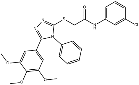 N-(3-chlorophenyl)-2-{[4-phenyl-5-(3,4,5-trimethoxyphenyl)-4H-1,2,4-triazol-3-yl]sulfanyl}acetamide 化学構造式