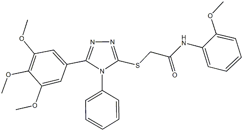 N-(2-methoxyphenyl)-2-{[4-phenyl-5-(3,4,5-trimethoxyphenyl)-4H-1,2,4-triazol-3-yl]sulfanyl}acetamide Structure