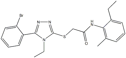 2-{[5-(2-bromophenyl)-4-ethyl-4H-1,2,4-triazol-3-yl]sulfanyl}-N-(2-ethyl-6-methylphenyl)acetamide,338427-73-9,结构式