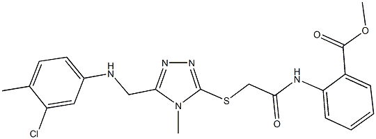 methyl 2-{[({5-[(3-chloro-4-methylanilino)methyl]-4-methyl-4H-1,2,4-triazol-3-yl}sulfanyl)acetyl]amino}benzoate,338428-80-1,结构式