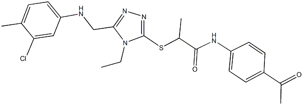 N-(4-acetylphenyl)-2-({5-[(3-chloro-4-methylanilino)methyl]-4-ethyl-4H-1,2,4-triazol-3-yl}sulfanyl)propanamide,338429-02-0,结构式