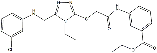 ethyl 3-{[({5-[(3-chloroanilino)methyl]-4-ethyl-4H-1,2,4-triazol-3-yl}sulfanyl)acetyl]amino}benzoate 结构式