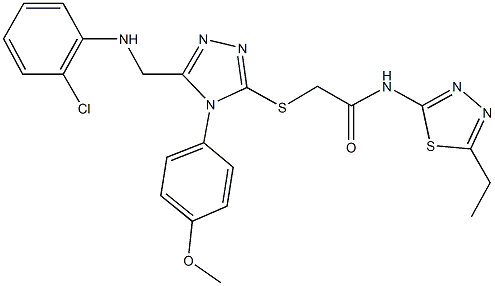 2-{[5-[(2-chloroanilino)methyl]-4-(4-methoxyphenyl)-4H-1,2,4-triazol-3-yl]sulfanyl}-N-(5-ethyl-1,3,4-thiadiazol-2-yl)acetamide|