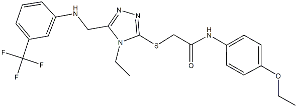 N-(4-ethoxyphenyl)-2-[(4-ethyl-5-{[3-(trifluoromethyl)anilino]methyl}-4H-1,2,4-triazol-3-yl)sulfanyl]acetamide 化学構造式