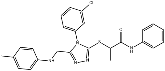 2-{[4-(3-chlorophenyl)-5-(4-toluidinomethyl)-4H-1,2,4-triazol-3-yl]sulfanyl}-N-phenylpropanamide,338430-21-0,结构式