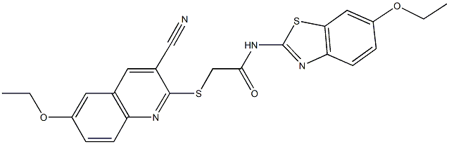 338431-61-1 2-[(3-cyano-6-ethoxy-2-quinolinyl)sulfanyl]-N-(6-ethoxy-1,3-benzothiazol-2-yl)acetamide