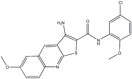 3-amino-N-[5-chloro-2-(methyloxy)phenyl]-6-(methyloxy)thieno[2,3-b]quinoline-2-carboxamide Struktur