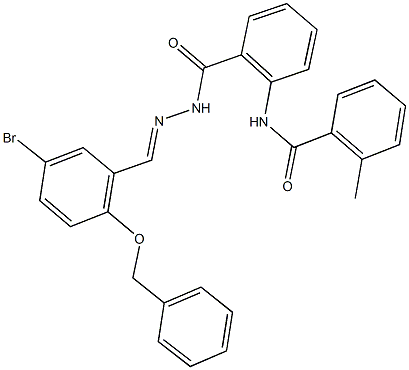 N-[2-({2-[2-(benzyloxy)-5-bromobenzylidene]hydrazino}carbonyl)phenyl]-2-methylbenzamide Struktur