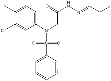 N-(3-chloro-4-methylphenyl)-N-[2-oxo-2-(2-propylidenehydrazino)ethyl]benzenesulfonamide 化学構造式