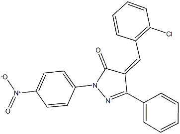 4-(2-chlorobenzylidene)-2-{4-nitrophenyl}-5-phenyl-2,4-dihydro-3H-pyrazol-3-one,338997-14-1,结构式