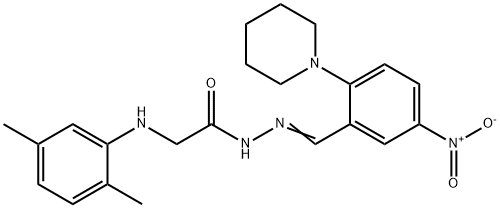 2-(2,5-dimethylanilino)-N'-[5-nitro-2-(1-piperidinyl)benzylidene]acetohydrazide 结构式