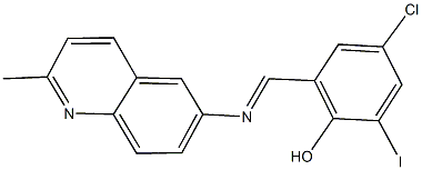 4-chloro-2-iodo-6-{[(2-methyl-6-quinolinyl)imino]methyl}phenol 化学構造式