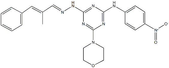 2-methyl-3-phenylacrylaldehyde [4-{4-nitroanilino}-6-(4-morpholinyl)-1,3,5-triazin-2-yl]hydrazone|