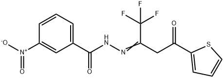 3-nitro-N'-[3-oxo-3-(2-thienyl)-1-(trifluoromethyl)propylidene]benzohydrazide,339012-53-2,结构式