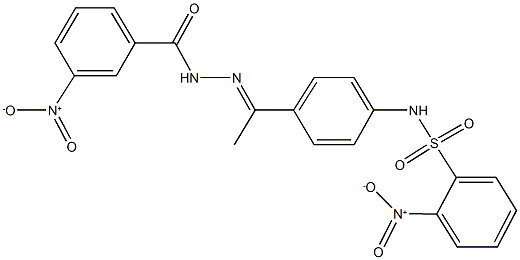 2-nitro-N-[4-(N-{3-nitrobenzoyl}ethanehydrazonoyl)phenyl]benzenesulfonamide 结构式