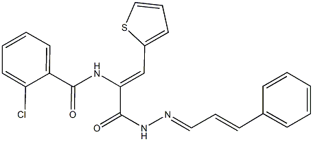 339022-08-1 2-chloro-N-[1-{[2-(3-phenyl-2-propenylidene)hydrazino]carbonyl}-2-(2-thienyl)vinyl]benzamide