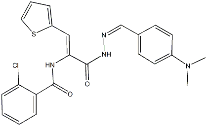 2-chloro-N-[1-({2-[4-(dimethylamino)benzylidene]hydrazino}carbonyl)-2-(2-thienyl)vinyl]benzamide,339022-60-5,结构式