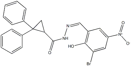 N'-{3-bromo-2-hydroxy-5-nitrobenzylidene}-2,2-diphenylcyclopropanecarbohydrazide Structure