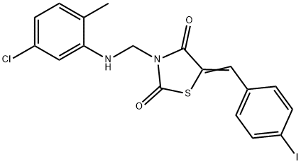 3-[(5-chloro-2-methylanilino)methyl]-5-(4-iodobenzylidene)-1,3-thiazolidine-2,4-dione 结构式