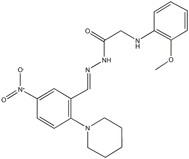 N'-[5-nitro-2-(1-piperidinyl)benzylidene]-2-(2-methoxyanilino)acetohydrazide,339059-26-6,结构式