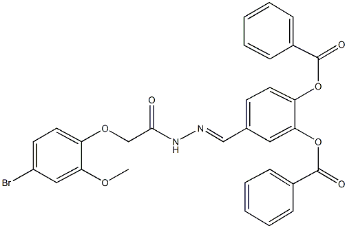 2-(benzoyloxy)-4-{2-[(4-bromo-2-methoxyphenoxy)acetyl]carbohydrazonoyl}phenyl benzoate 结构式