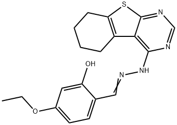 4-ethoxy-2-hydroxybenzaldehyde 5,6,7,8-tetrahydro[1]benzothieno[2,3-d]pyrimidin-4-ylhydrazone Structure