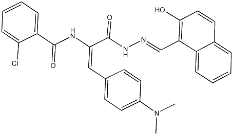 2-chloro-N-[2-[4-(dimethylamino)phenyl]-1-({2-[(2-hydroxy-1-naphthyl)methylene]hydrazino}carbonyl)vinyl]benzamide 结构式