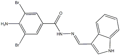 4-amino-3,5-dibromo-N'-(1H-indol-3-ylmethylene)benzohydrazide 结构式