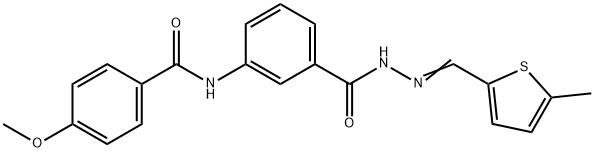 4-methoxy-N-[3-({2-[(5-methyl-2-thienyl)methylene]hydrazino}carbonyl)phenyl]benzamide 化学構造式