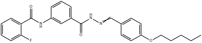 2-fluoro-N-[3-({2-[4-(pentyloxy)benzylidene]hydrazino}carbonyl)phenyl]benzamide 化学構造式
