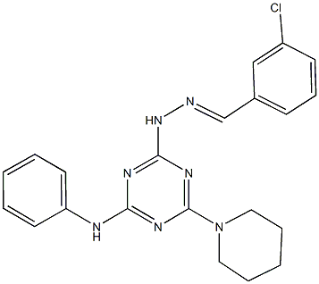 3-chlorobenzaldehyde [4-anilino-6-(1-piperidinyl)-1,3,5-triazin-2-yl]hydrazone Structure