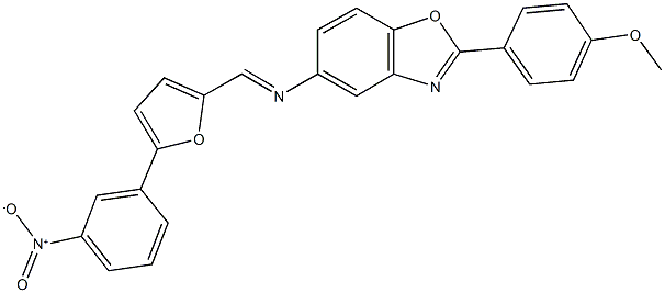 5-{[(5-{3-nitrophenyl}-2-furyl)methylene]amino}-2-(4-methoxyphenyl)-1,3-benzoxazole Structure
