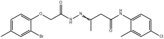 3-{[(2-bromo-4-methylphenoxy)acetyl]hydrazono}-N-(4-chloro-2-methylphenyl)butanamide Struktur
