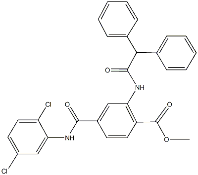 methyl 4-[(2,5-dichloroanilino)carbonyl]-2-[(diphenylacetyl)amino]benzoate Struktur