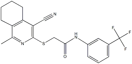 2-[(4-cyano-1-methyl-5,6,7,8-tetrahydro-3-isoquinolinyl)sulfanyl]-N-[3-(trifluoromethyl)phenyl]acetamide|