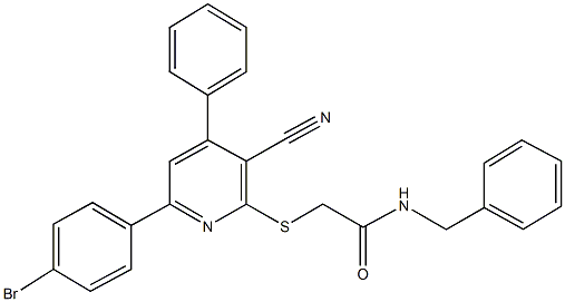 N-benzyl-2-{[6-(4-bromophenyl)-3-cyano-4-phenyl-2-pyridinyl]sulfanyl}acetamide 结构式