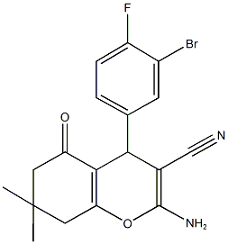 2-amino-4-(3-bromo-4-fluorophenyl)-7,7-dimethyl-5-oxo-5,6,7,8-tetrahydro-4H-chromene-3-carbonitrile,339156-88-6,结构式