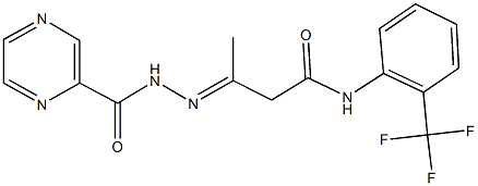 3-[(2-pyrazinylcarbonyl)hydrazono]-N-[2-(trifluoromethyl)phenyl]butanamide 结构式