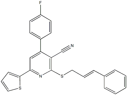 2-(cinnamylsulfanyl)-4-(4-fluorophenyl)-6-(2-thienyl)nicotinonitrile Structure