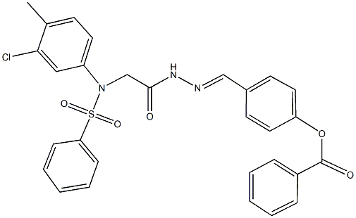 4-(2-{[3-chloro-4-methyl(phenylsulfonyl)anilino]acetyl}carbohydrazonoyl)phenyl benzoate,339158-79-1,结构式