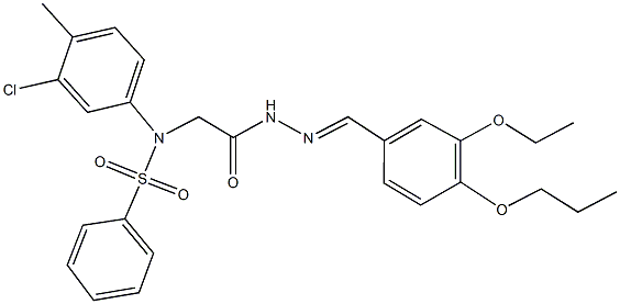 N-(3-chloro-4-methylphenyl)-N-{2-[2-(3-ethoxy-4-propoxybenzylidene)hydrazino]-2-oxoethyl}benzenesulfonamide Struktur