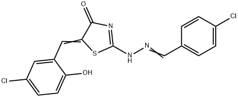 4-chlorobenzaldehyde [5-(5-chloro-2-hydroxybenzylidene)-4-oxo-1,3-thiazolidin-2-ylidene]hydrazone,339159-12-5,结构式