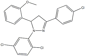 3-(4-chlorophenyl)-1-(2,5-dichlorophenyl)-5-(2-methoxyphenyl)-4,5-dihydro-1H-pyrazole 化学構造式